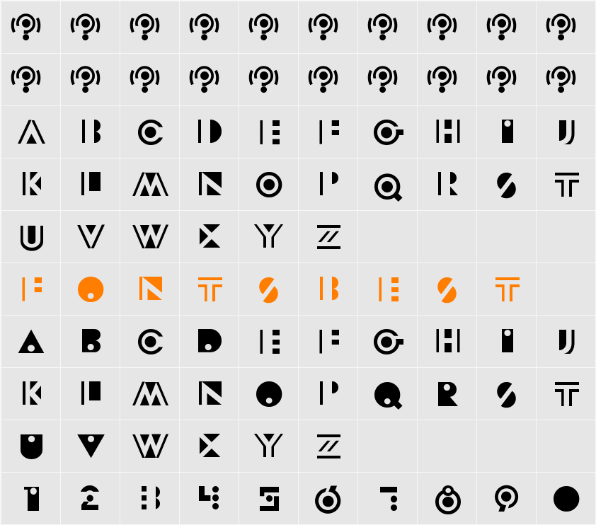 Modeccio Character Map