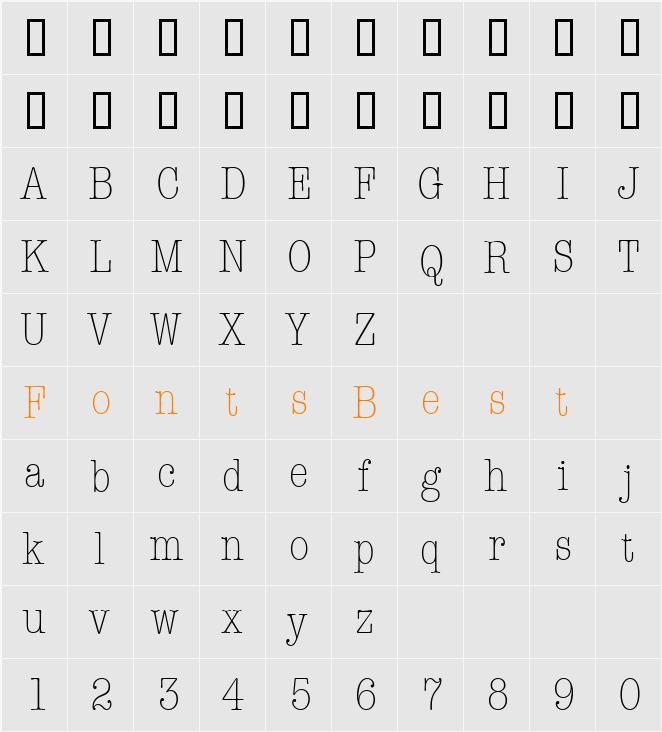 AmTypewriterCdITCTT Character Map