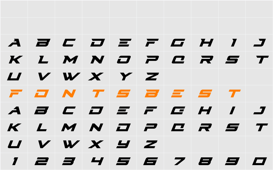 Cyberdyne Super-Italic Character Map