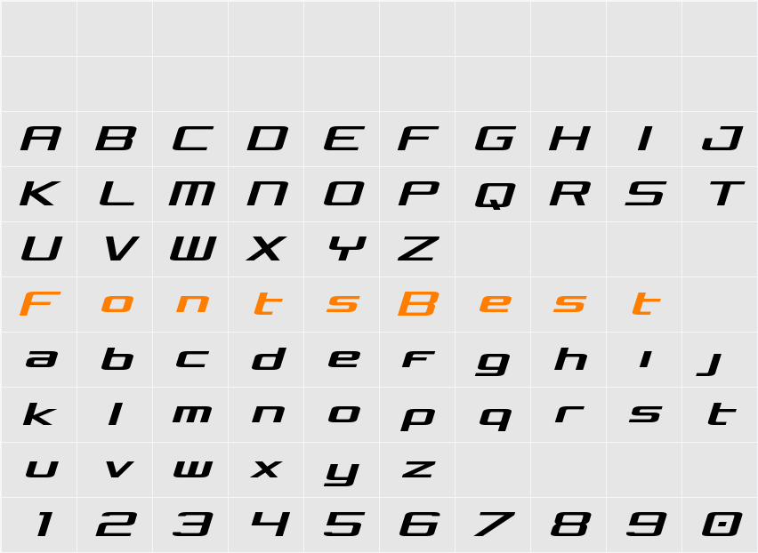 Concielian Semi-Italic Character Map