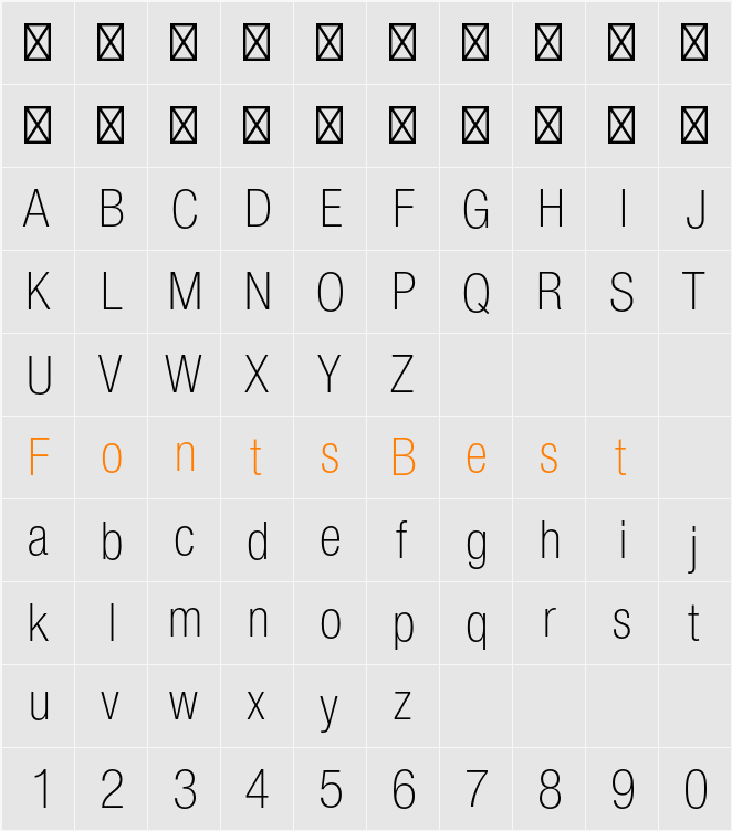 HelveticaNeueLT Std Thin Cn Character Map