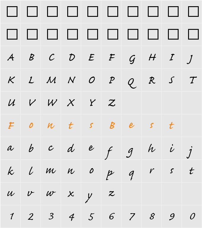 Caflisch Script Web Character Map