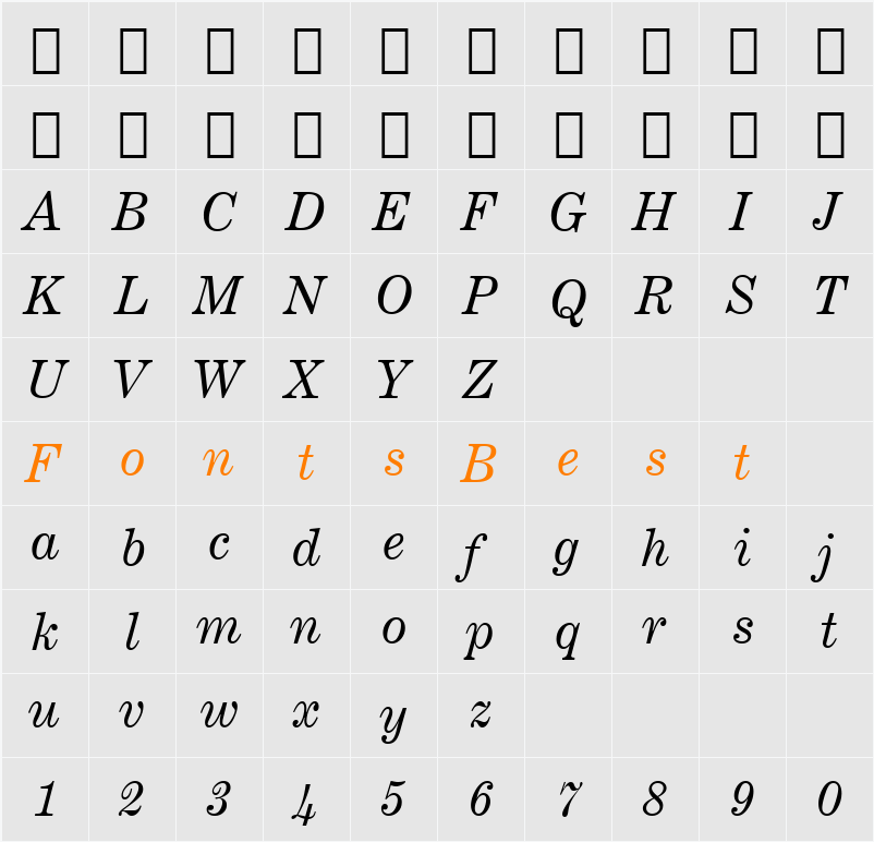 CenturyExpd BT Character Map