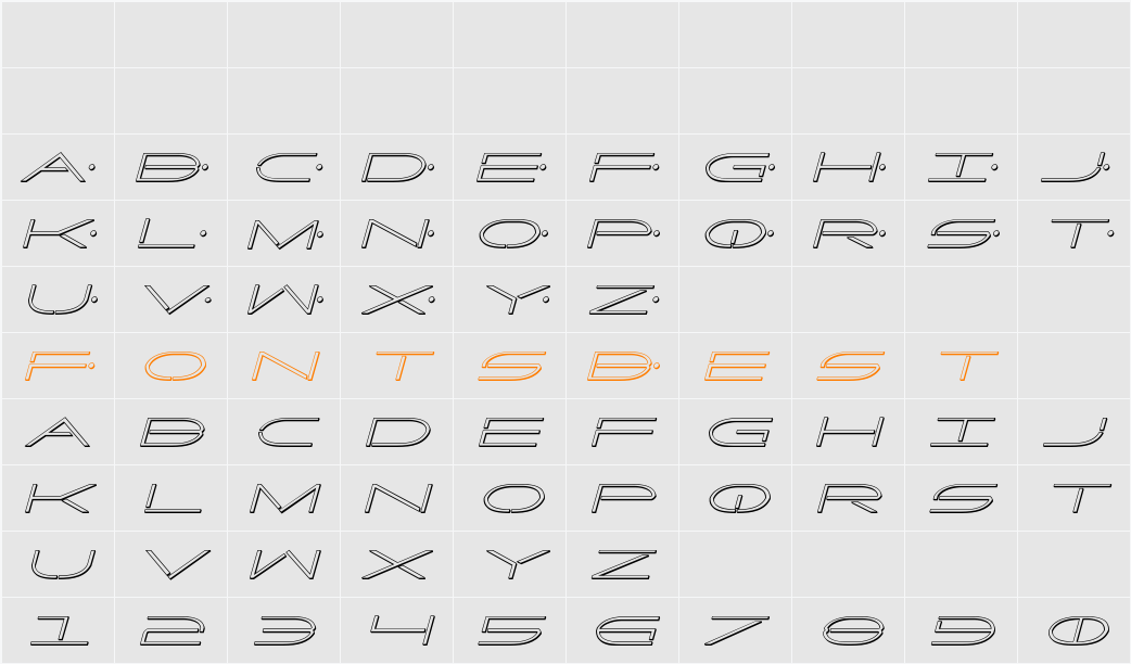 Factor 3D Italic Character Map