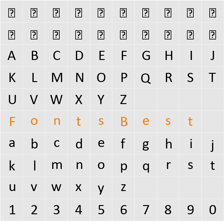 Calibri Character Map