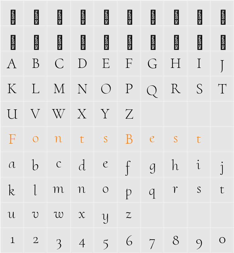 Cormorant Upright Light Character Map