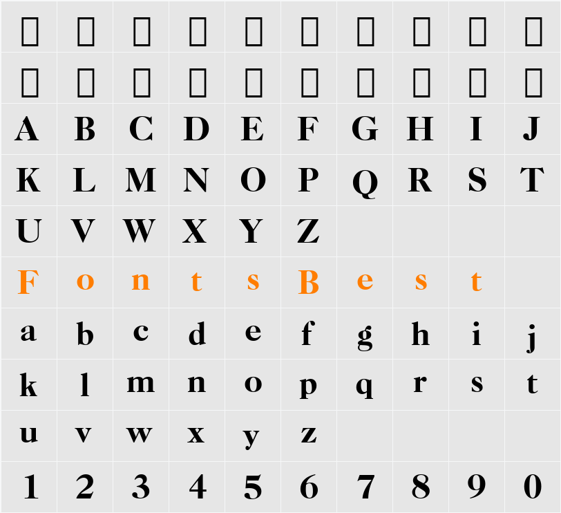 CaslonOldFace Hv BT Character Map