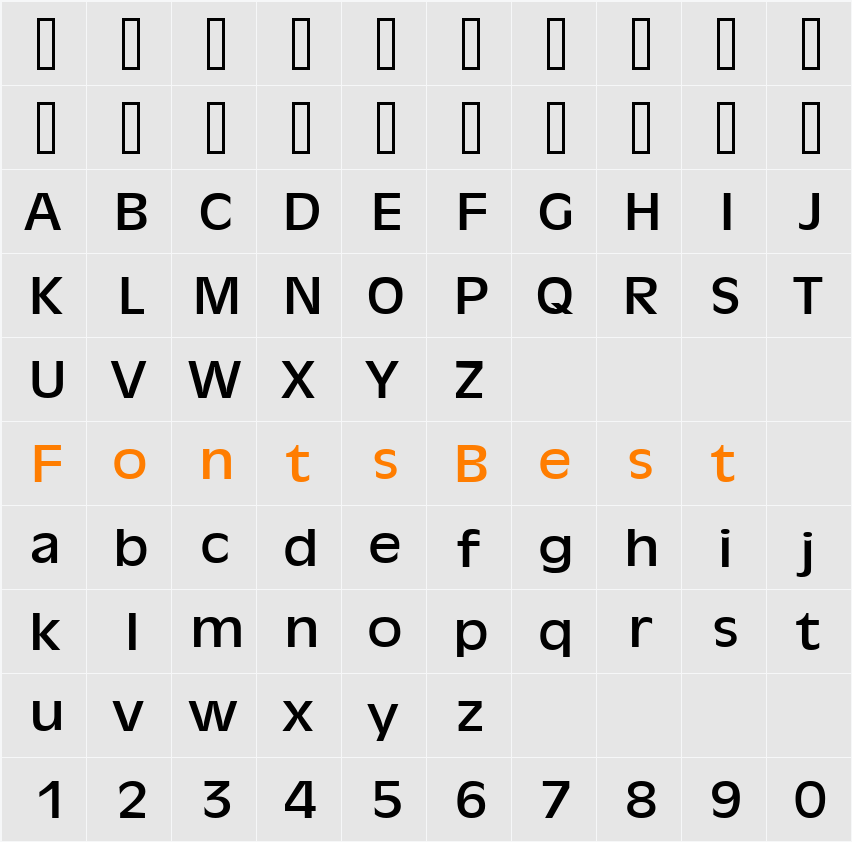 Antiqua 101 Wide Character Map