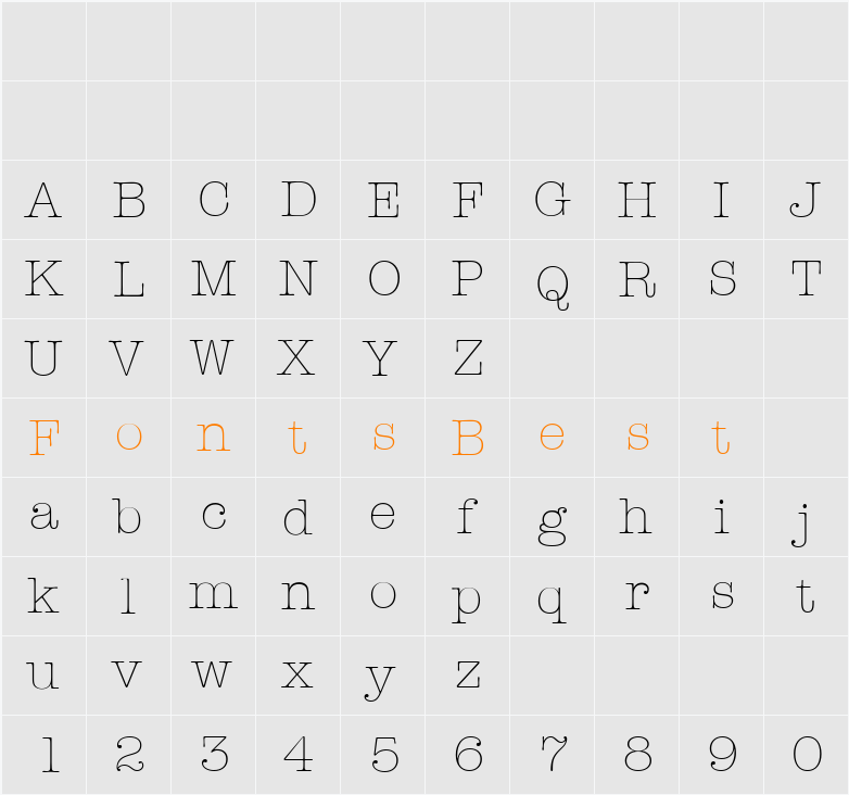 AmTypewriterITC Character Map