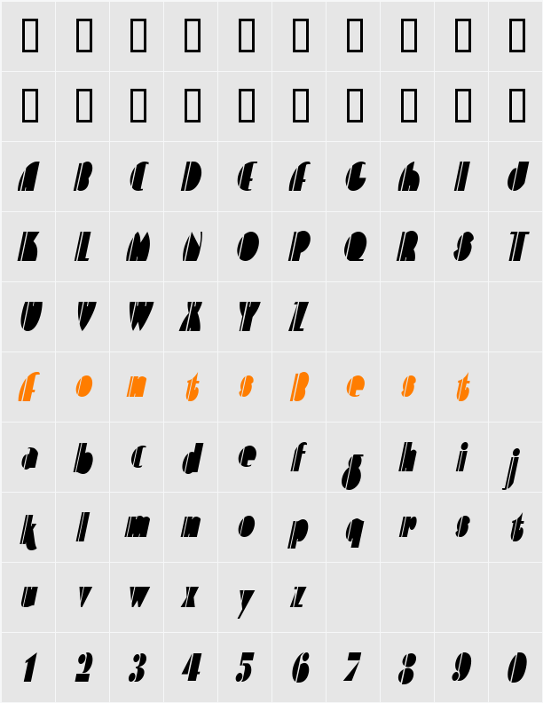 ContemporaryCondensed Character Map