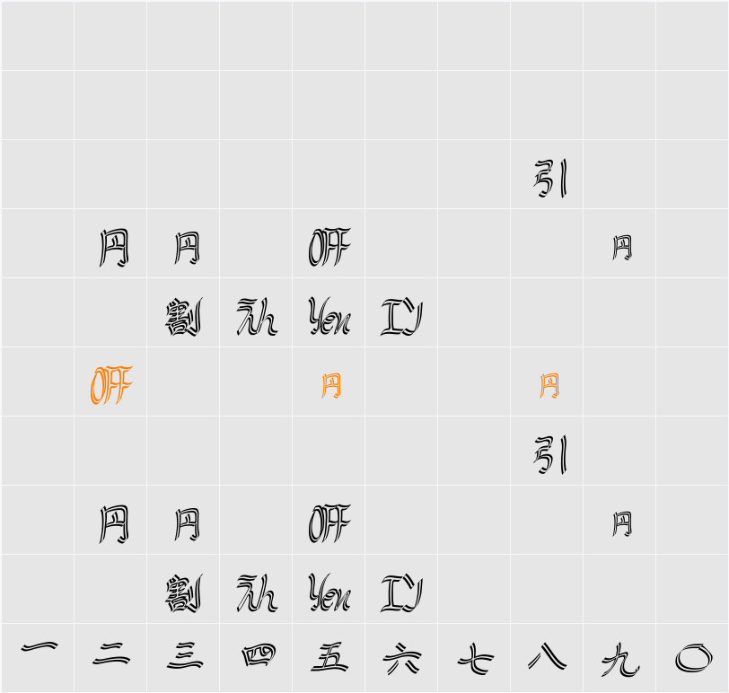 DF-SJPO060-W4 Character Map