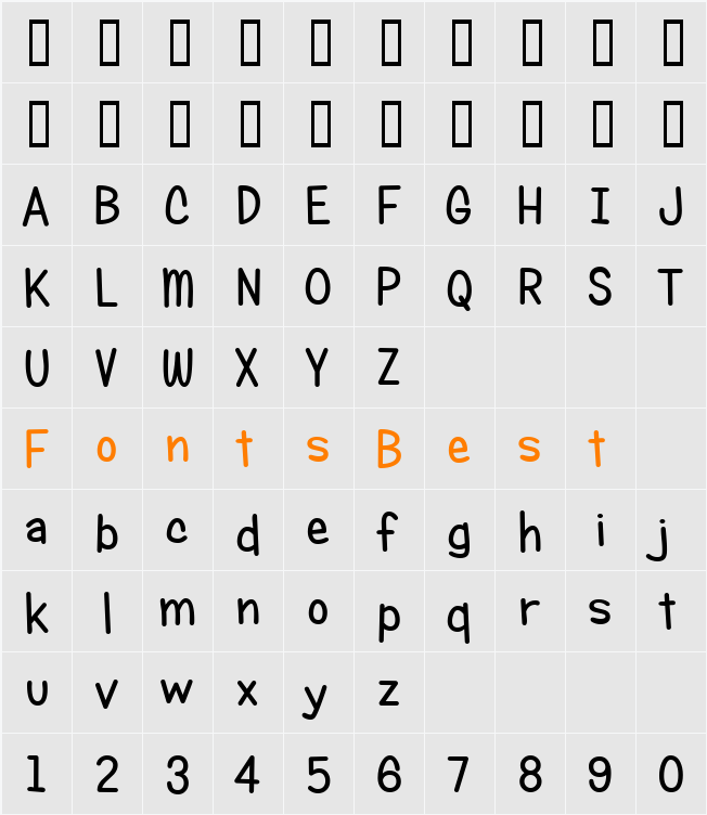 Candy Round BTN Character Map