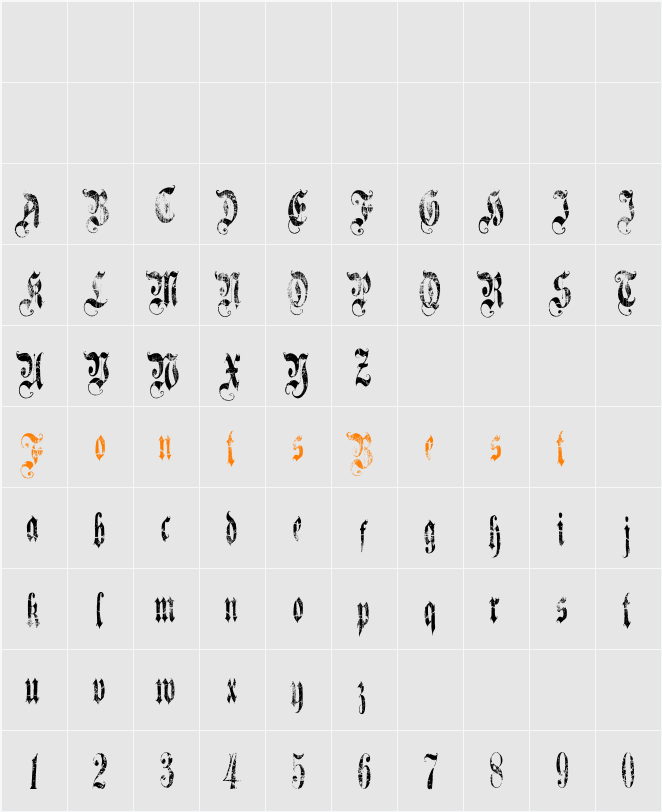 A Gothique Time  Character Map