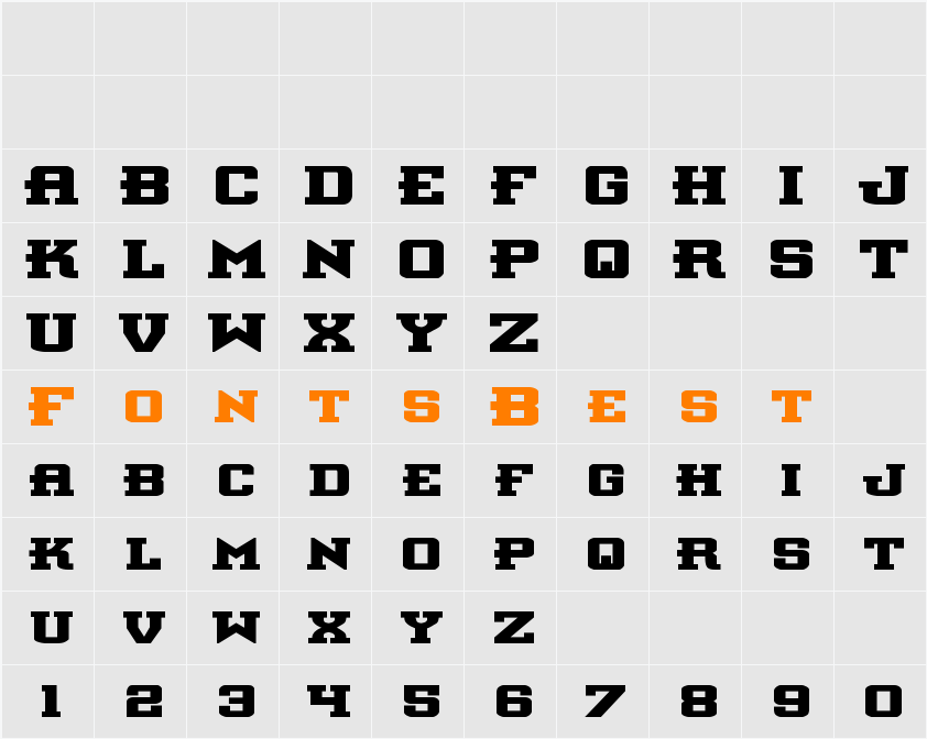 Interceptor Bold Expanded Character Map