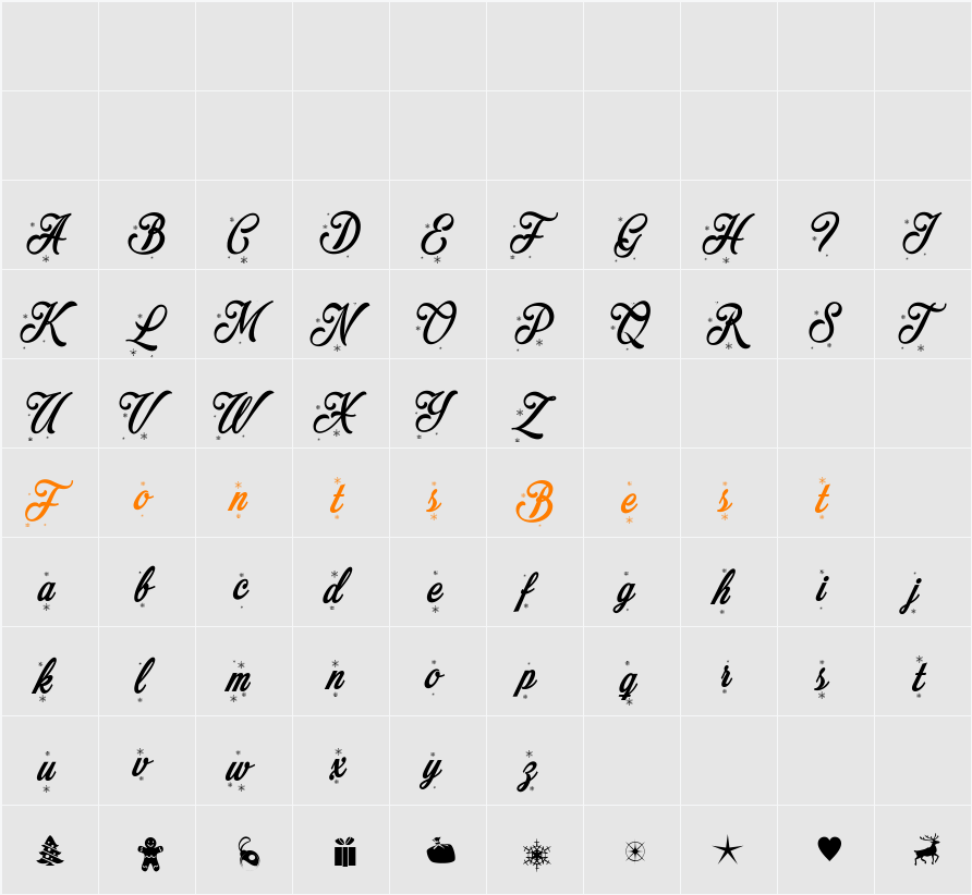 Merry Christmas Flake Character Map