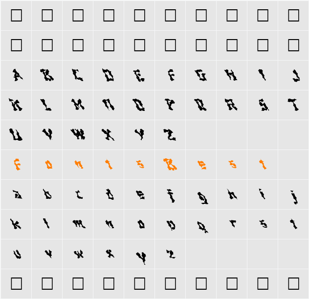 FZ WACKY 44 LEFTY Character Map