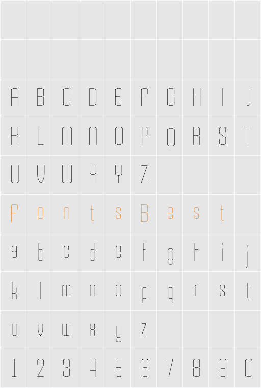 Armada ThinCondensed Character Map