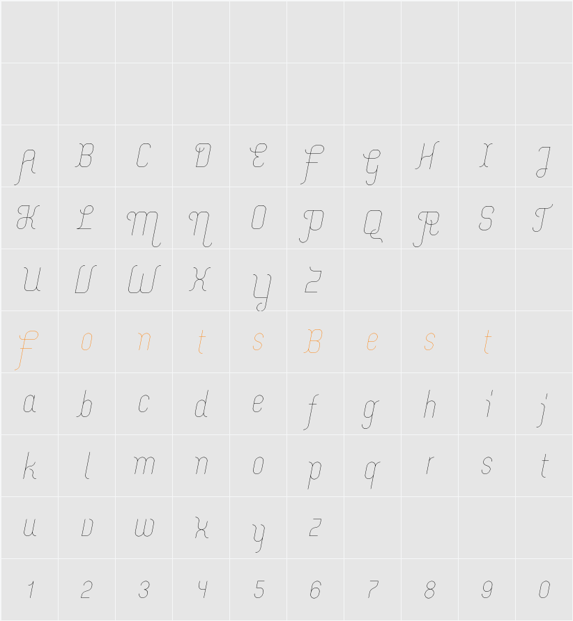 Merijntje ExtraLight Character Map