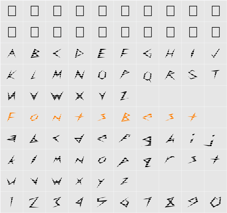 FZ UNIQUE 17 STRIPED EX Character Map