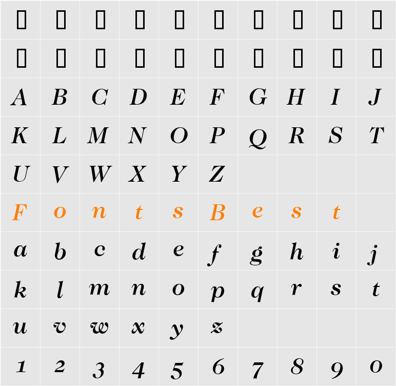 Caslon-Osf-Medium Character Map