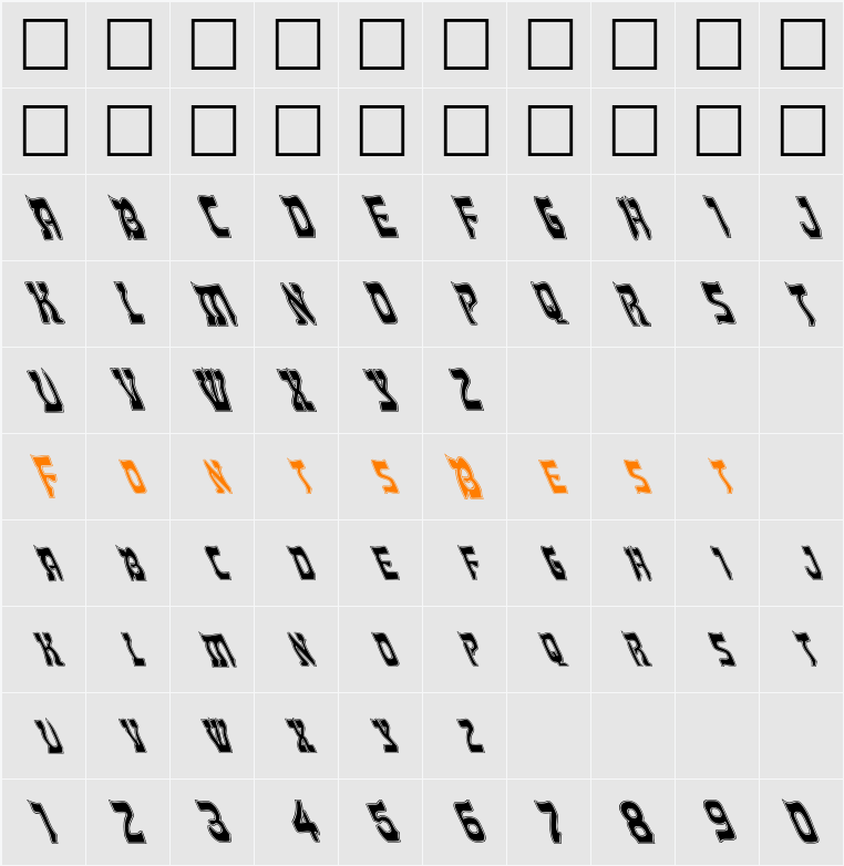 FZ UNIQUE 27 CONTOUR LEFTY Character Map