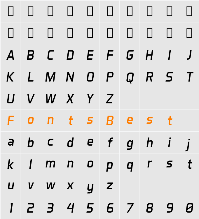 Aero Matics Character Map