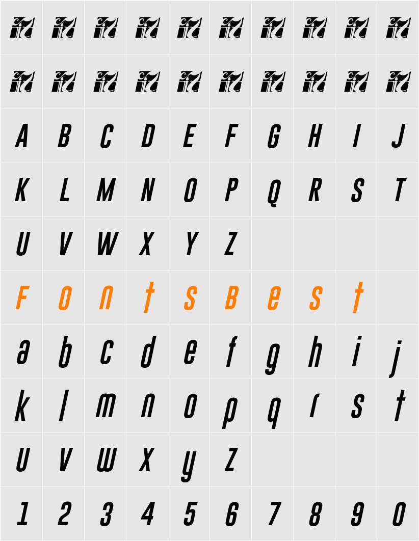 Gobold Uplow Character Map