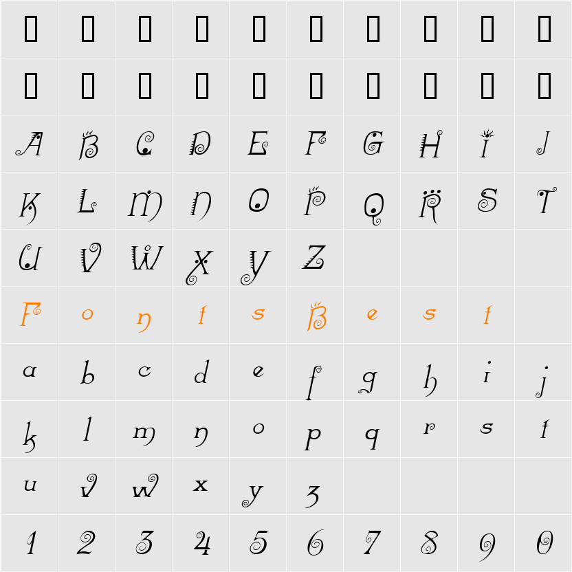 Mexacali Character Map