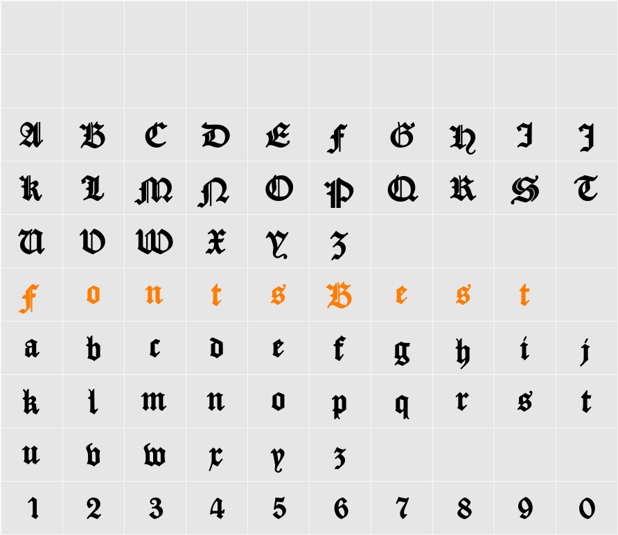 Fette Caslon Gotisch Character Map