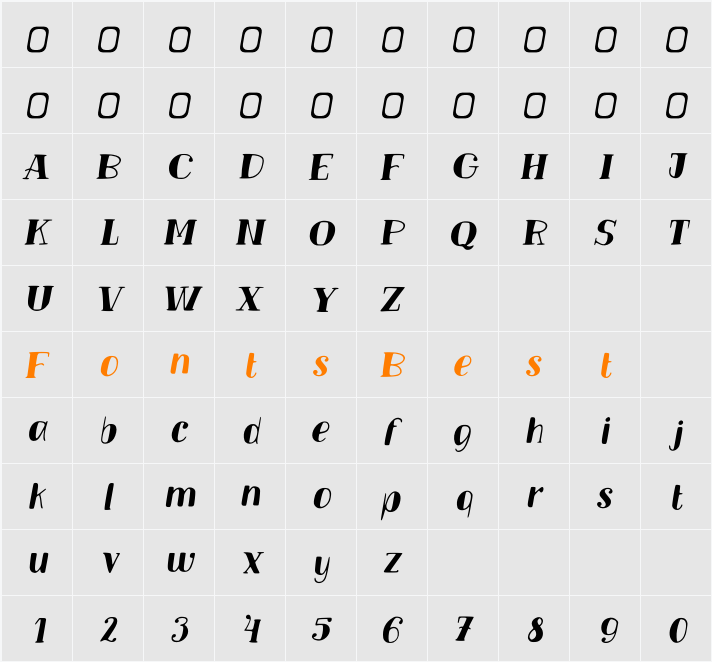 TM Vinograd Filled Oblique Character Map