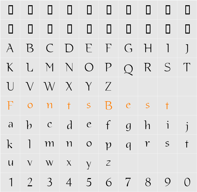 ArjorieMix UT Light Character Map