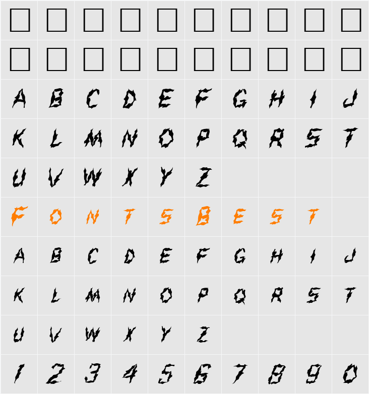 FZ WACKY 43 Character Map