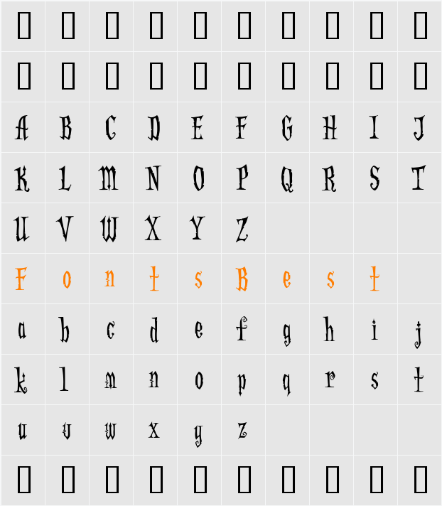 AddamsRegular Character Map