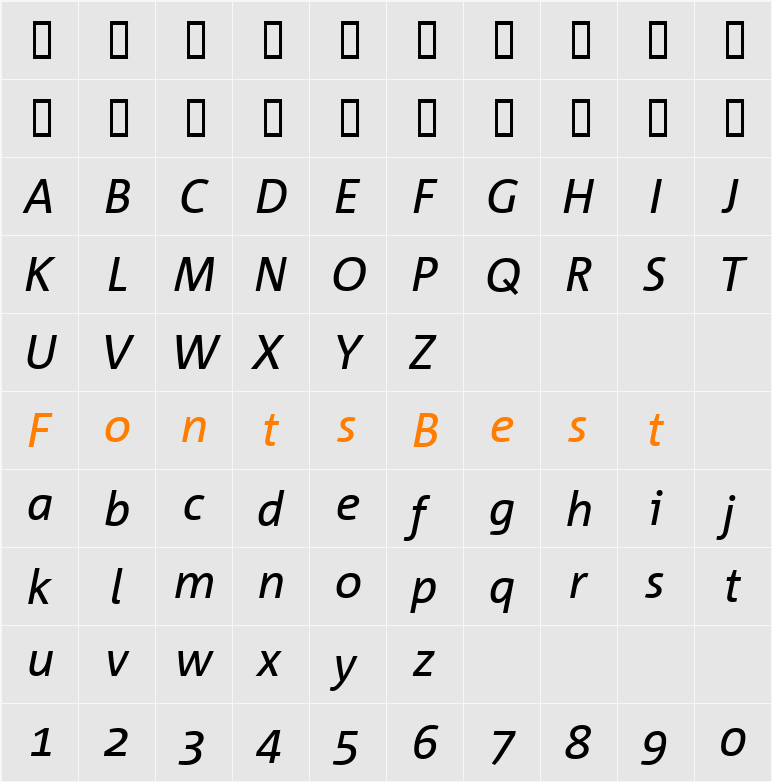 Corpid Character Map