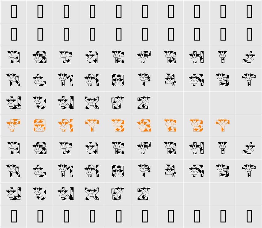 Conrads Cows Character Map