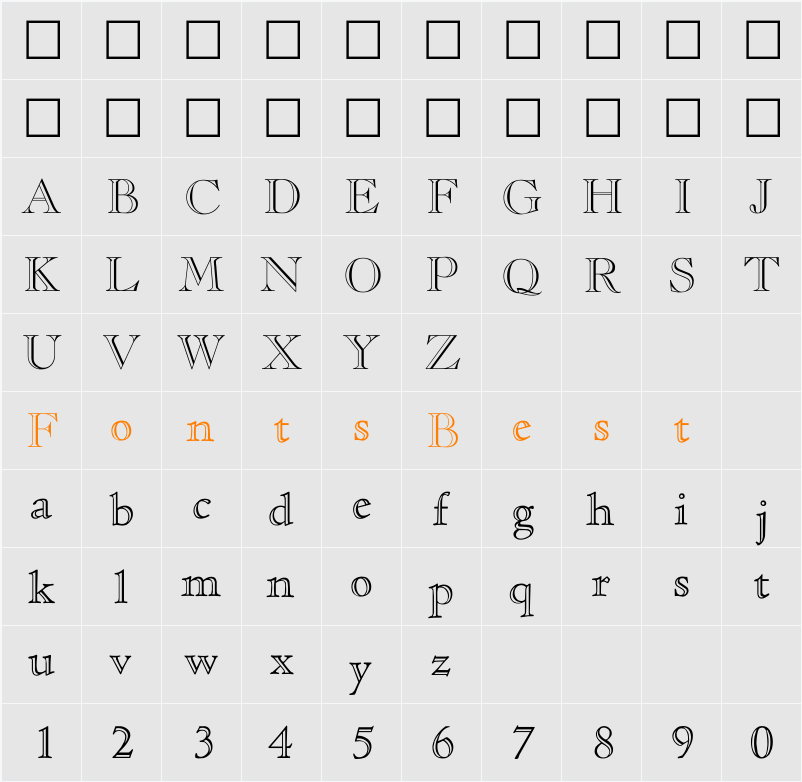 Casket OpenFace Character Map