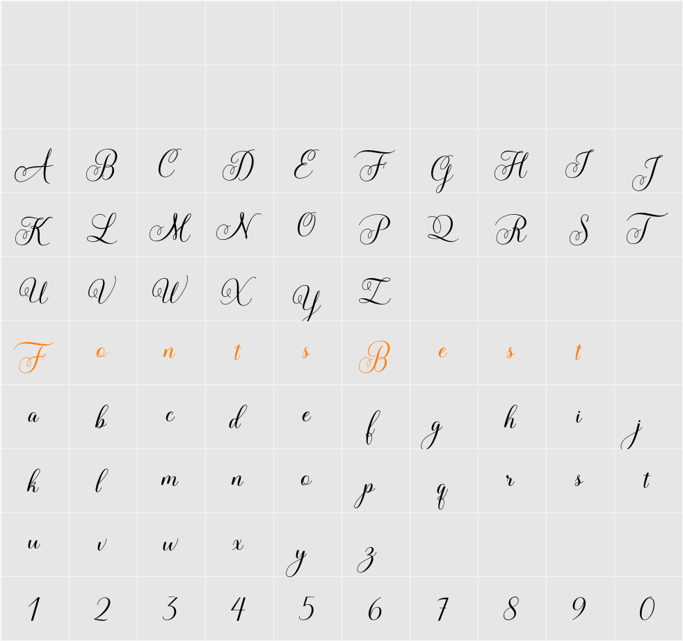 Lady Angelina Script Character Map