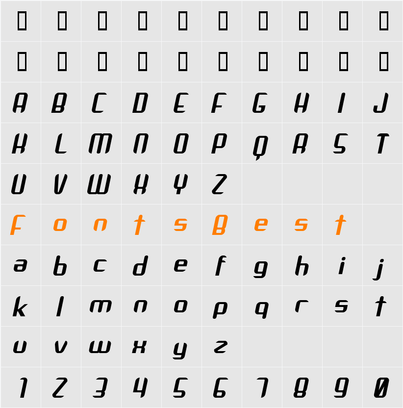 Arbeka Character Map