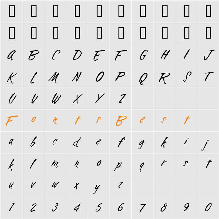 AL Surfboard Character Map