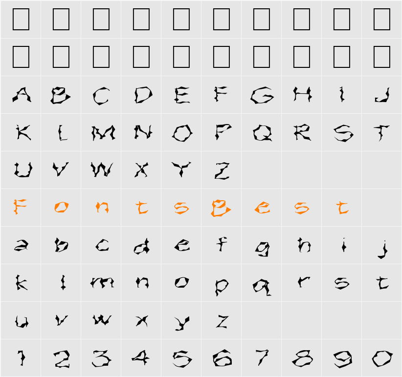 FZ WACKY 15 EX Character Map