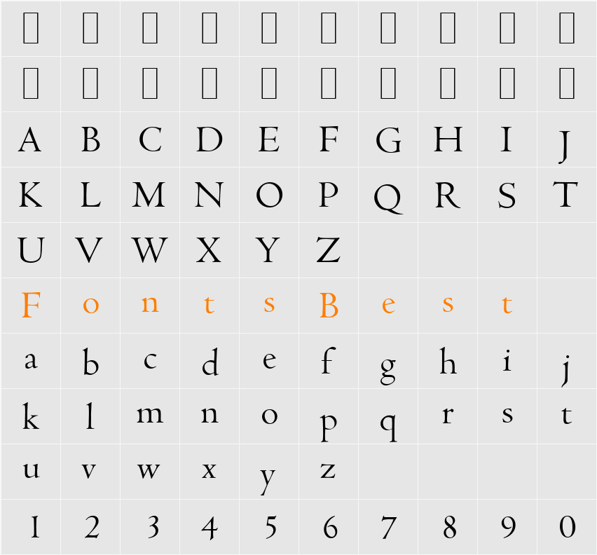 CambridgeSerial-Light Character Map