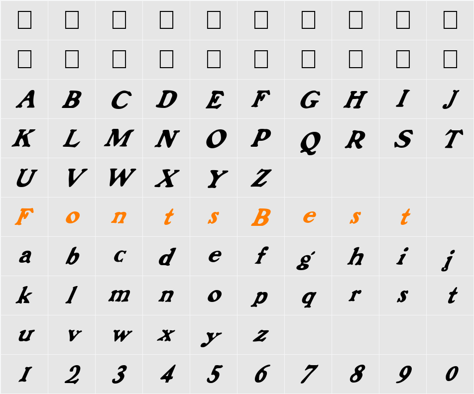 FZ ROMAN 6 ITALIC Character Map