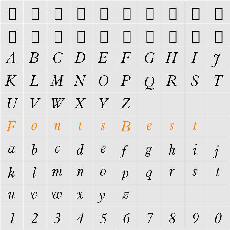 Aldine721 Lt BT Character Map