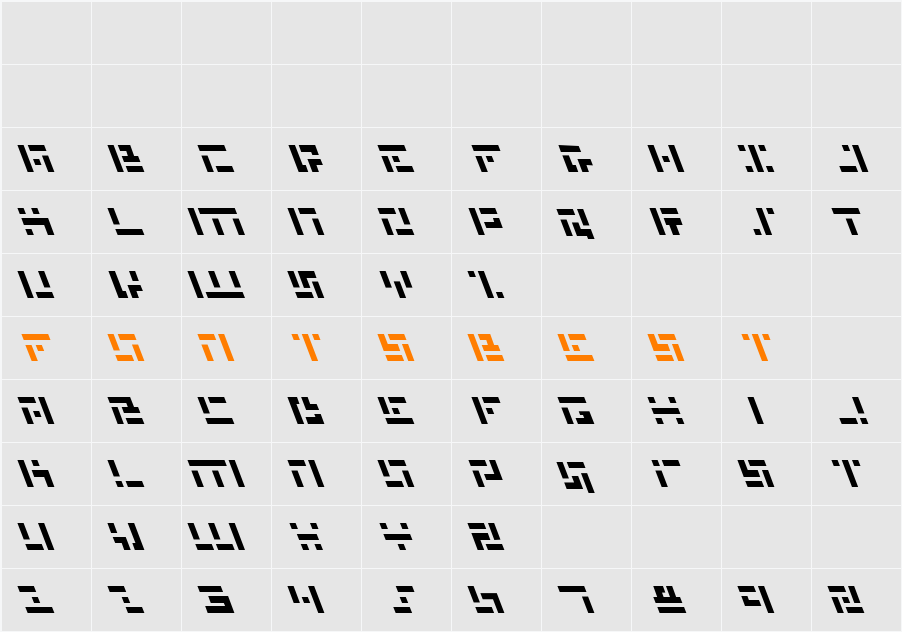 Missile Man Leftalic Character Map