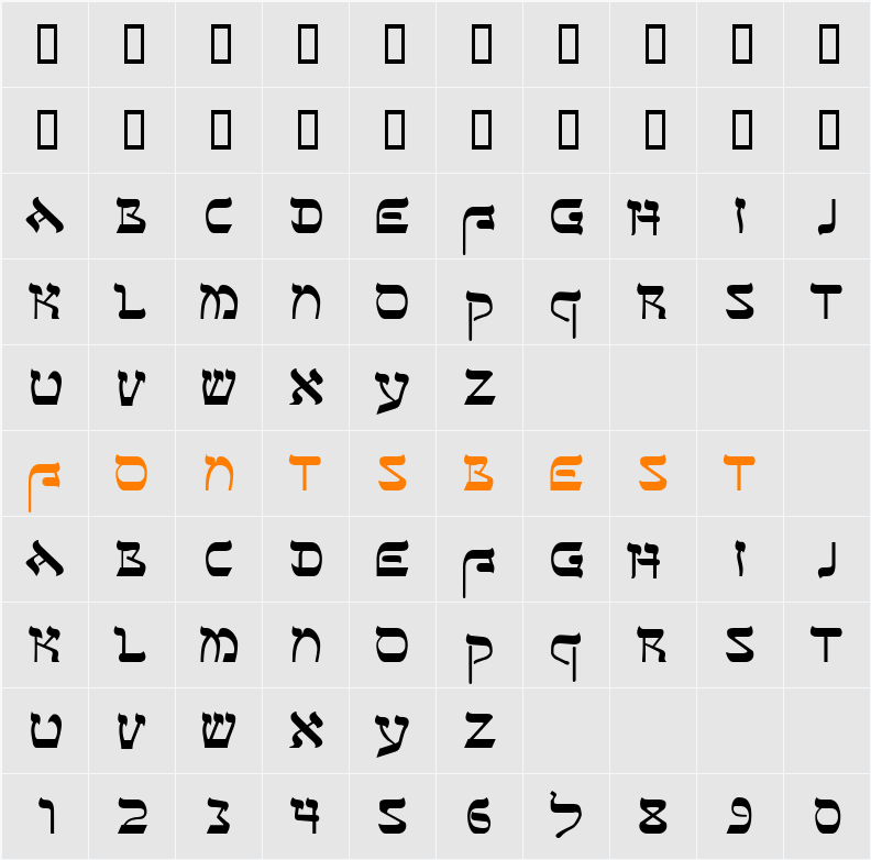 Sefer AH Character Map