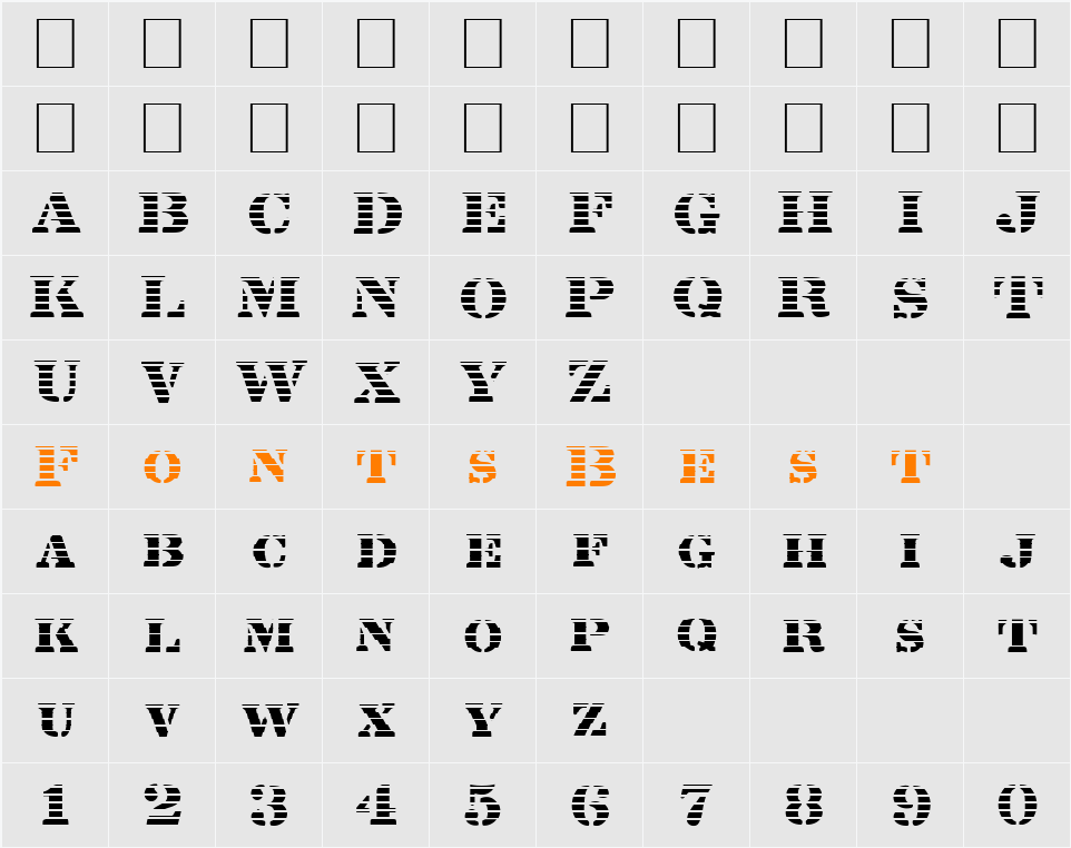 FZ UNIQUE 25 STRIPED Character Map