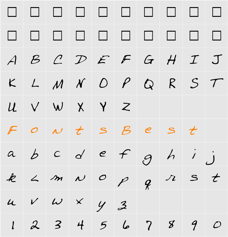 MichaelsHand Character Map