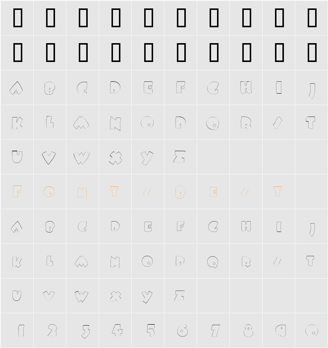 FatsoOutlineThin Character Map