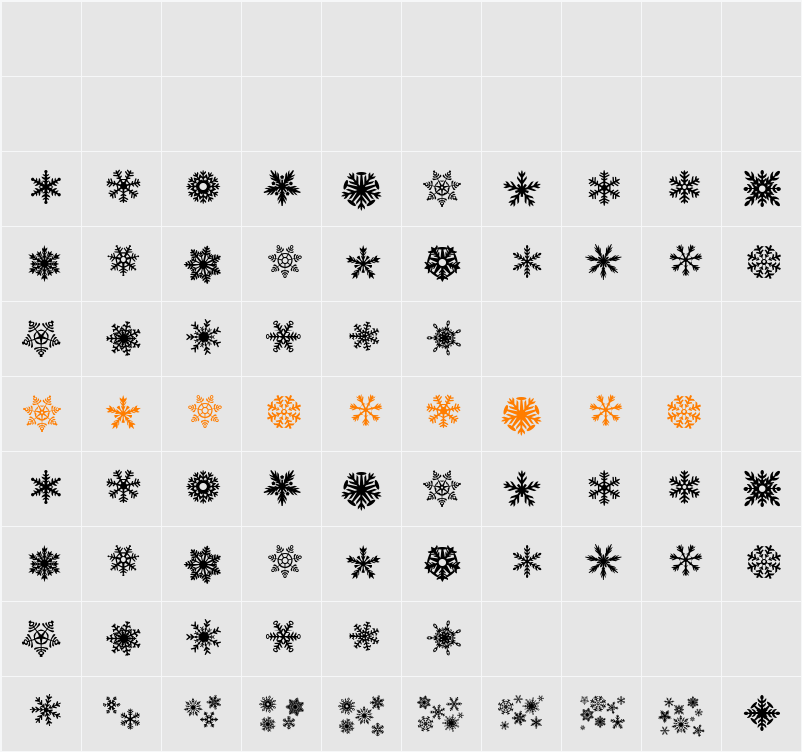 DH Snowflakes Character Map