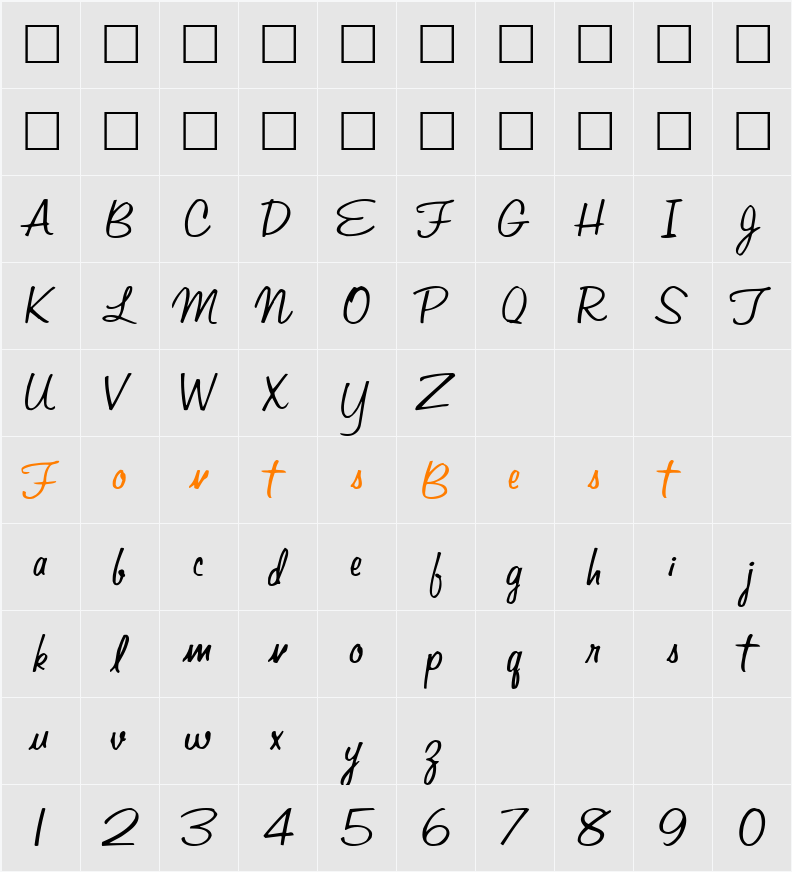 Adri ttnorm Character Map